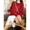 2025 Korean High-End Red Embroidered Christmas Sweater - Winter Petite Women's Knit Top