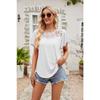 Summer Women's T-shirt Solid Color Mesh Splicing Ruffle Edge Short Sleeved Shirt