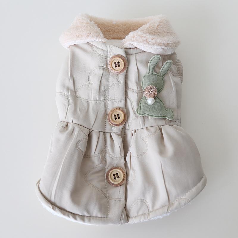 

Осень и зима Новая хлопковая юбка с воздушным цветком и деревянными пуговицами для собак и кошек Одежда для домашних животных для маленьких собак Свитер для щенков XL