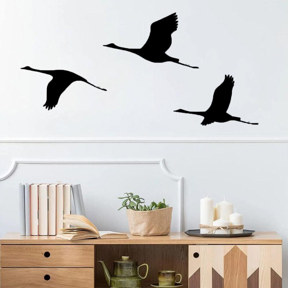 3Pcs/set Cartoon Bird Hanging Pendant Black Metal Hanging Ornaments Wild Goose Wall Pendant Bedroom