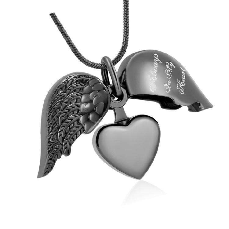 Everlasting Pet Ashes Necklace Heart Wing Design Cremation Jewelry For Keepsakes
