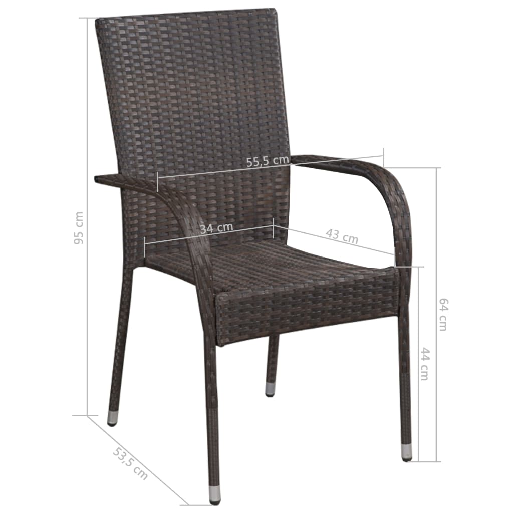 5 Piece Outdoor Dining Set Brown Poly Rattan