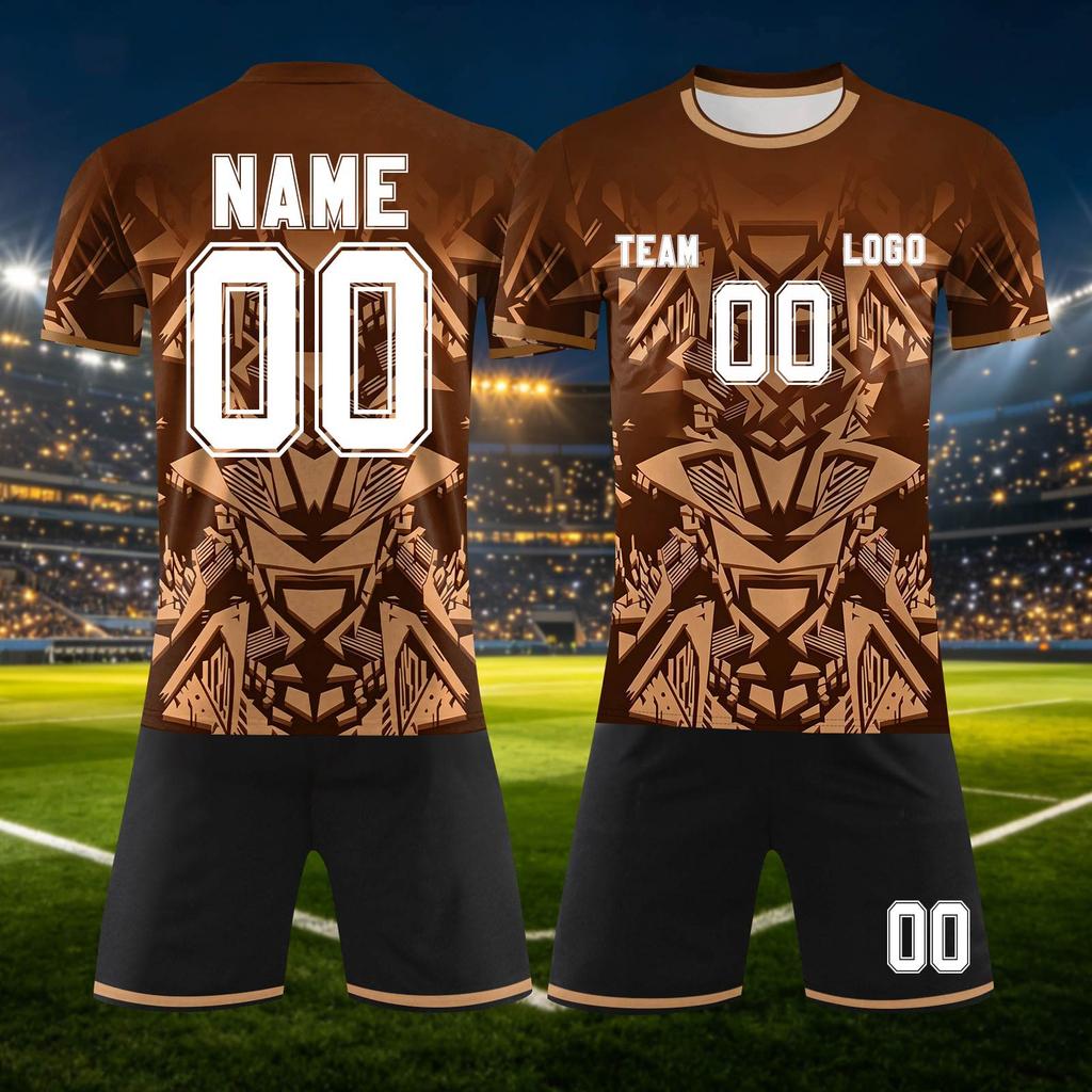 Custom DIY Two Piece Jersey Set with Short Sleeve Shirt and Shorts for Team Sports Personalizable Number Design