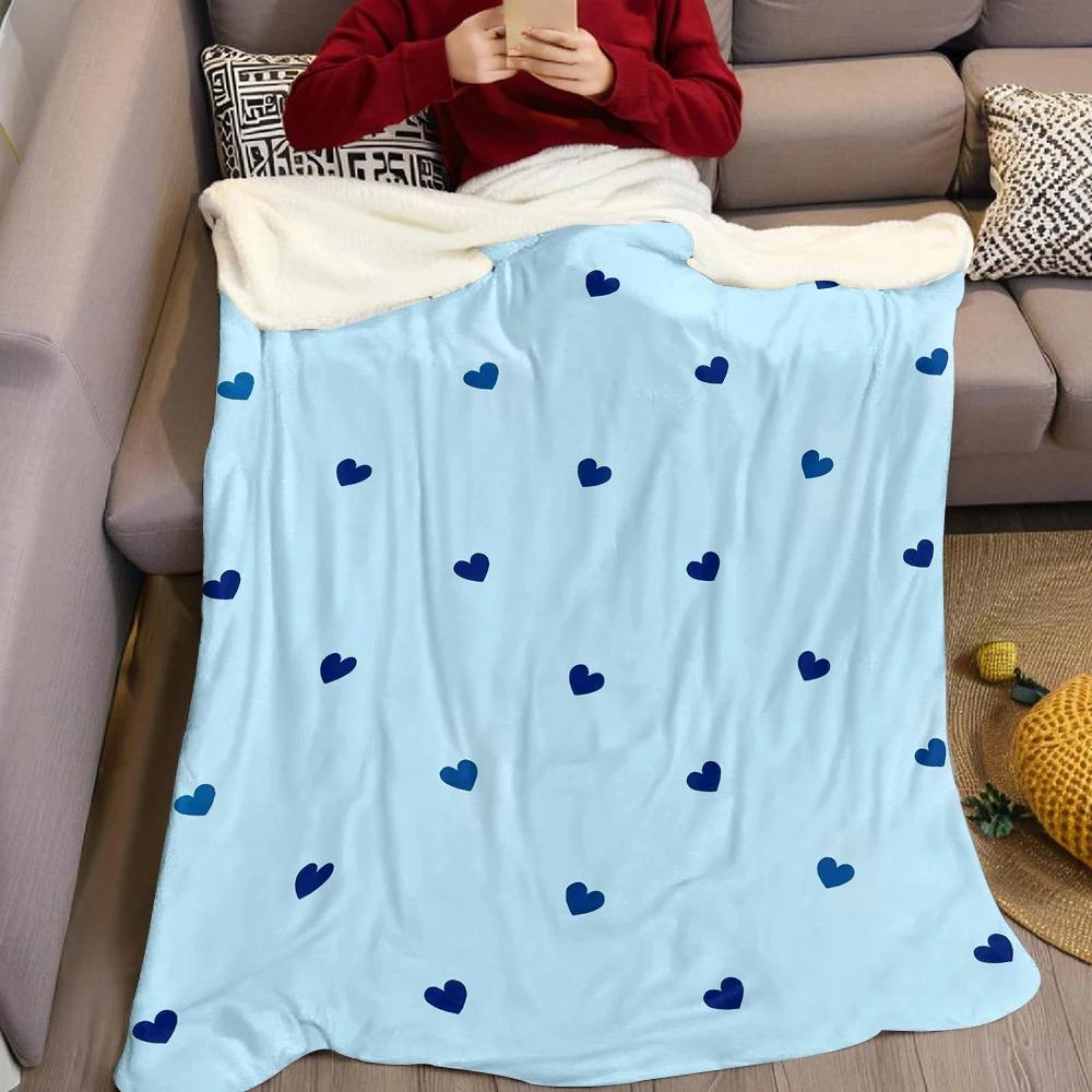 Coperta Flanella a Cuori Azzurri Calda Morbida Halloween Natale Divano Caldo Accogliente Decorazione Decorativa Regalo Per Tutte le Stagioni