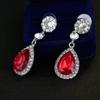 1 Pair Lady Earrings Rhinestone Inlaid Shiny Water Drop Shape Elegant Drop Earrings for Gift