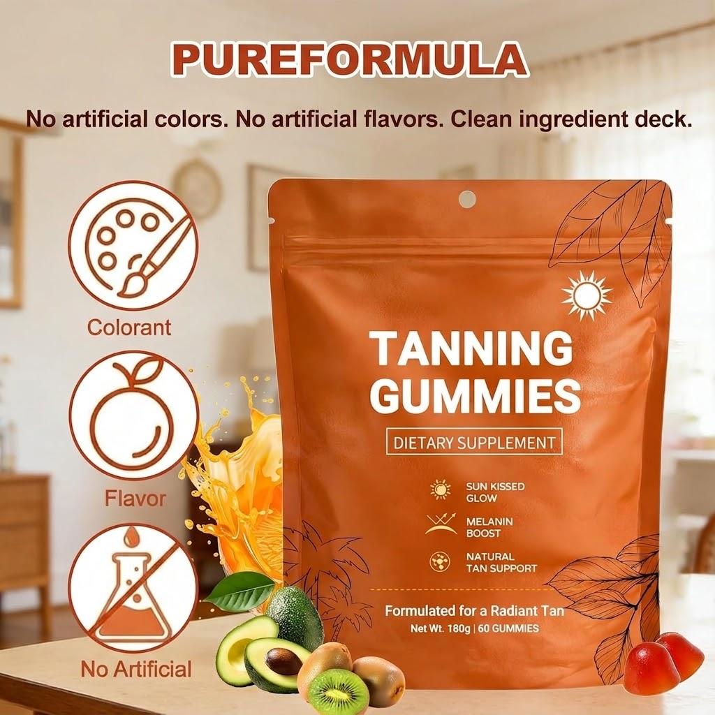 2026 New Tanning Gummies for Women, Skin Radiance & Hydration for Natural Looking Glow, Bronzing