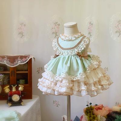 Lolita Rosa Mädchen Prinzessin Kleid Geburtstag Party Flauschigen Ärmellose Fliege Kinder Elegante Abendkleid