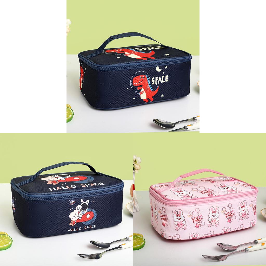 Cartoon Insulated Bento Bag For Kids With Aluminum Foil Lunchbox Carrier For School Or Travel