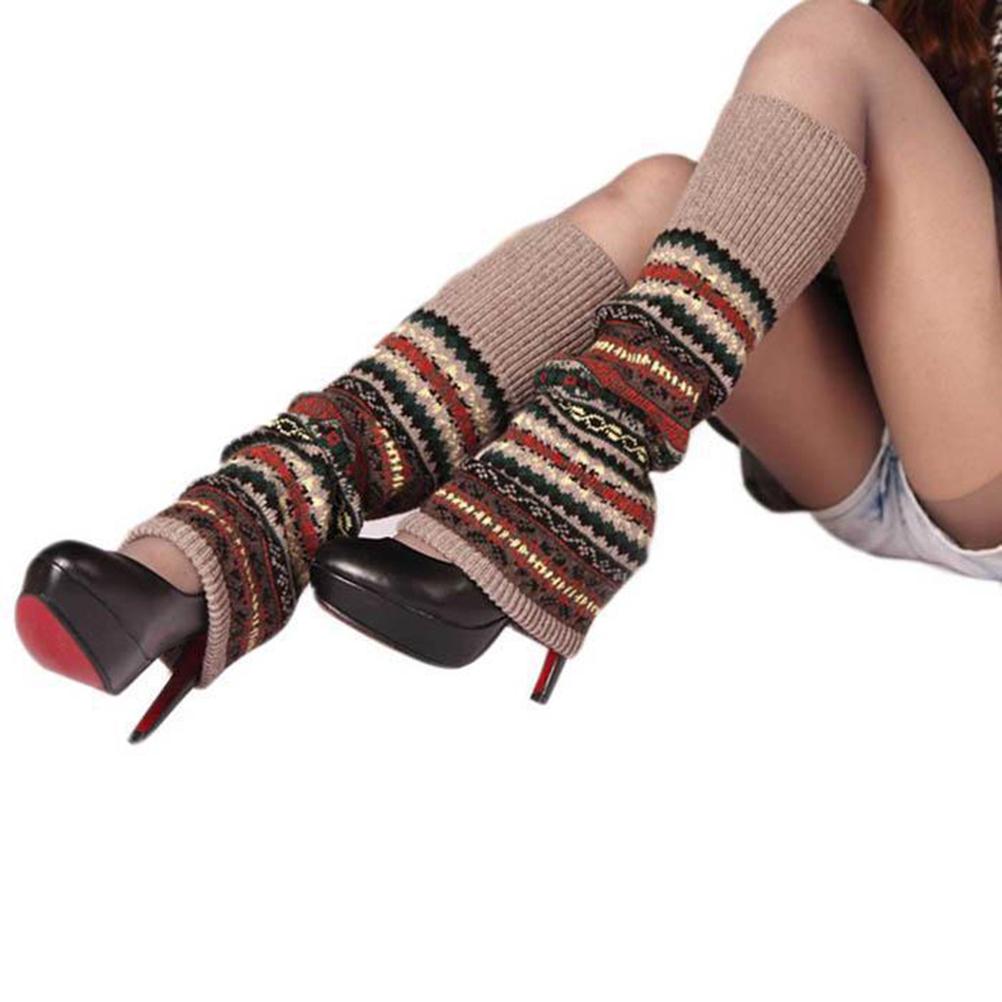 Women S Bohemian Leg Warmers Soft Over Knee Ankle Warmer Cover Winter Warm Long Boot Socks