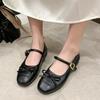 Women's Flat Shoes Autumn New Round Head Shallow Mouth Butterfly Knot Light Non-slip Single Shoes
