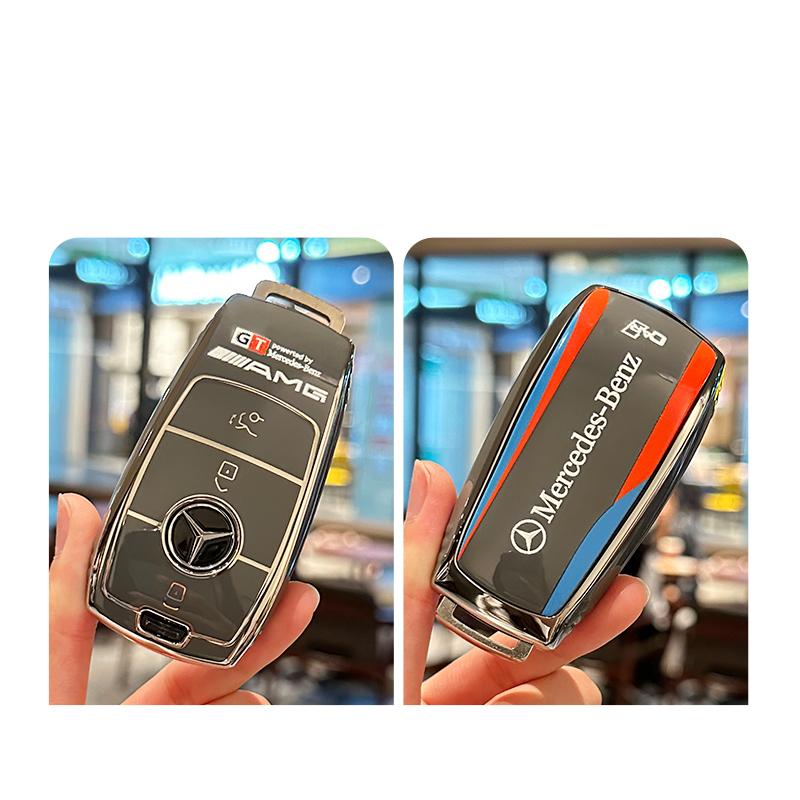 For Mercedes Benz A C E S G Class GLC CLA CLE W205 W213 W222 X167 W177 Car Smart 4 Buttons Key Cover Case Bag Fob Shell Holder FH1