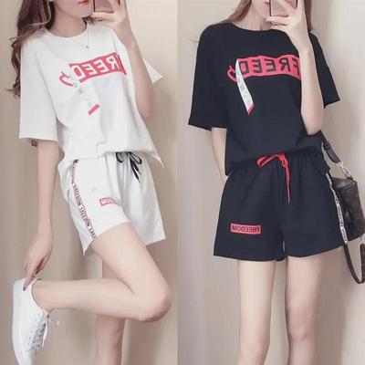 2024 Summer Women's Casual Loose Fit Two-Piece Set: Short-Sleeved Top and Large Size Shorts