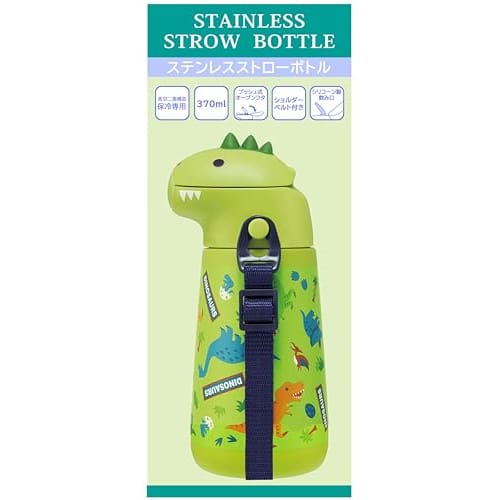 Skater 3D Stainless Steel Straw Water Bottle 370ml Vacuum Duplex Cold Storage Only Dinosaur Dinosaur SSH4D-A