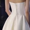 French tube top light main wedding dress   new bride small temperament simple satin going out yarn court style