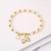 Nouveau Mode Cerise Fraise Cristal Zircone Pendentif Bracelet Élastique Luxe pour Femme Fille Perle Bijoux de Poignet Cadeau de Fête