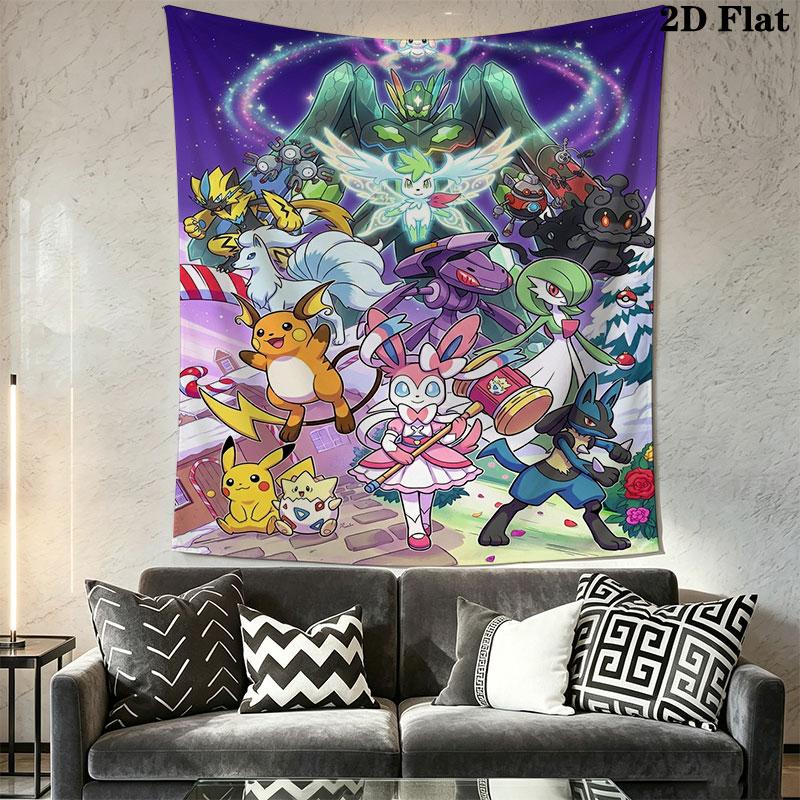 Pokémon Egg Hatch Wall Hanging Printed Fabric Blanket Decorative Tapestries for Bedroom Living Room Home Decor