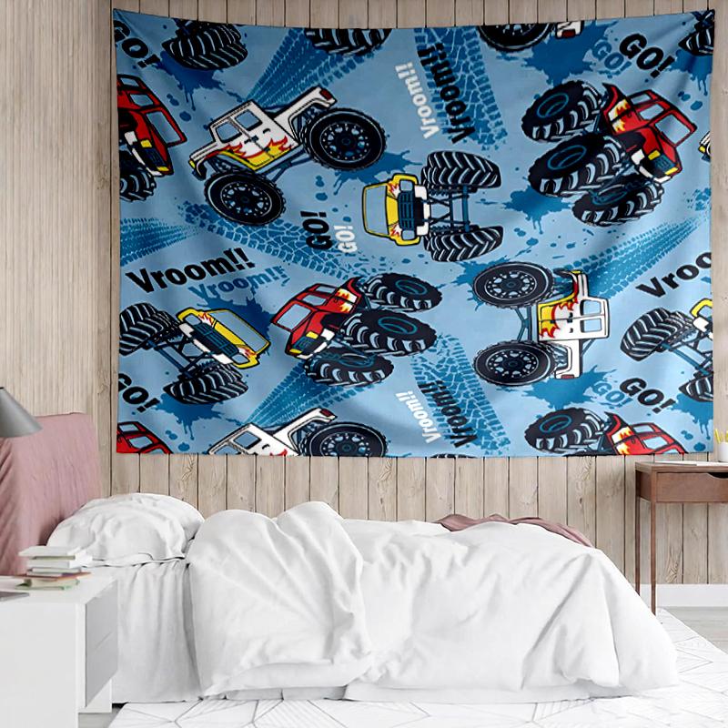 Truck Print Tapestry, Backdrop, Easy Setup, Ideal for Bedroom, Office & Living Room, with Aesthetic Wall Hanging Decor.