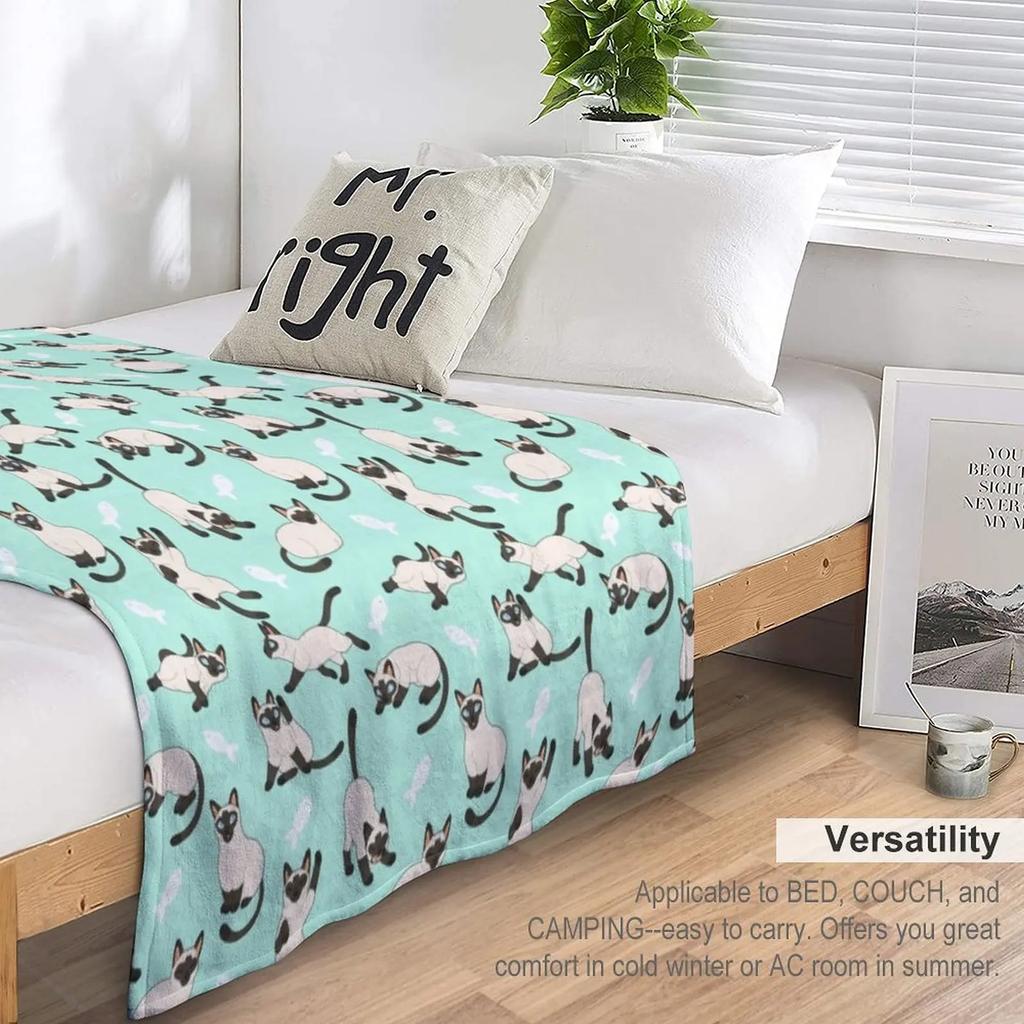 Siamese Cats Throw Blanket Plaid Dorm Room