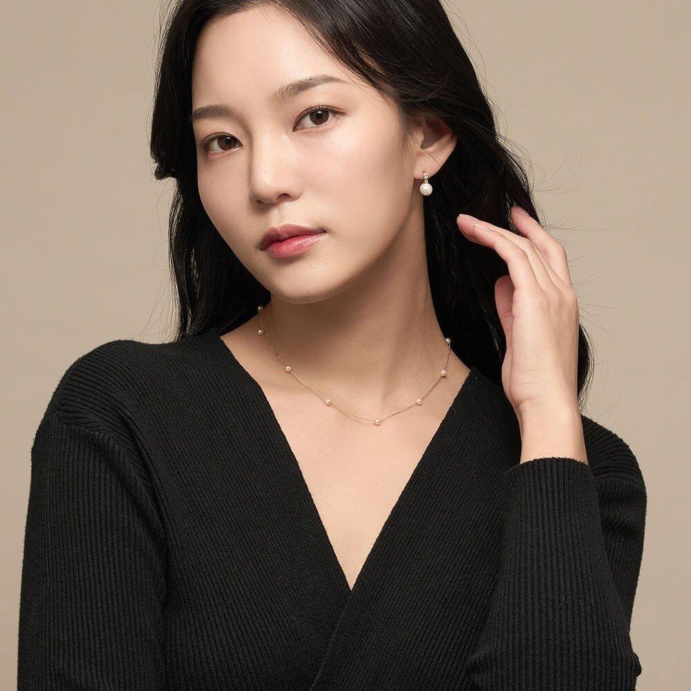 Moare 14K Layered 4mm Pearl Chain Necklace