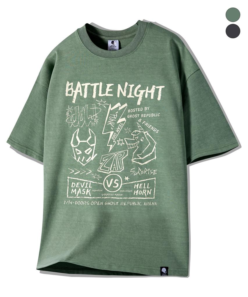 GHOST REPUBLIC Battle Knight Graphic Pigment Short Sleeve T-Shirt 2 Colors Gt-388
