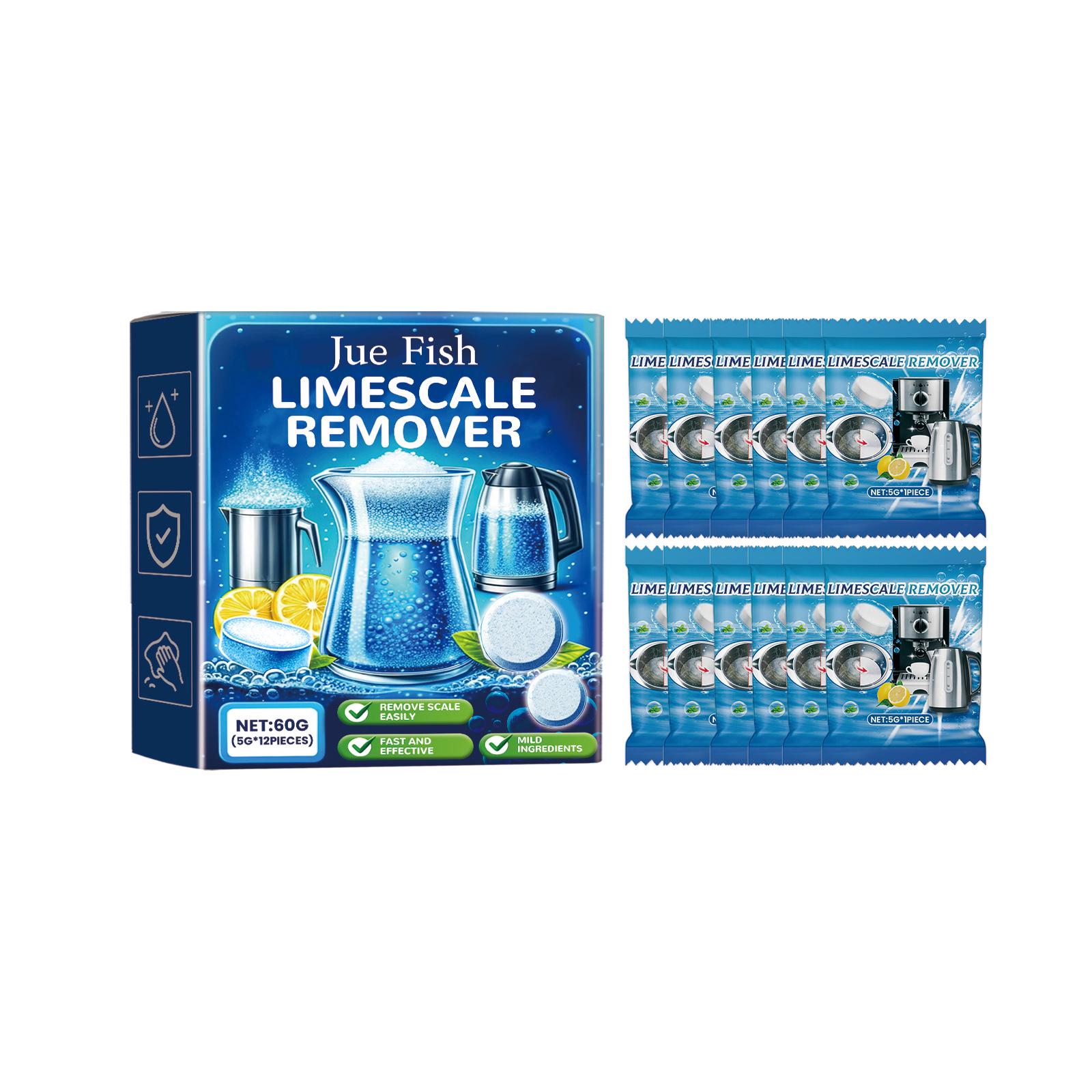 Jue Fish Effervescent Limescale Cleaning Tablets for Stainless Steel Cookware and Kettles - Lemon Descaler and Stain Remover