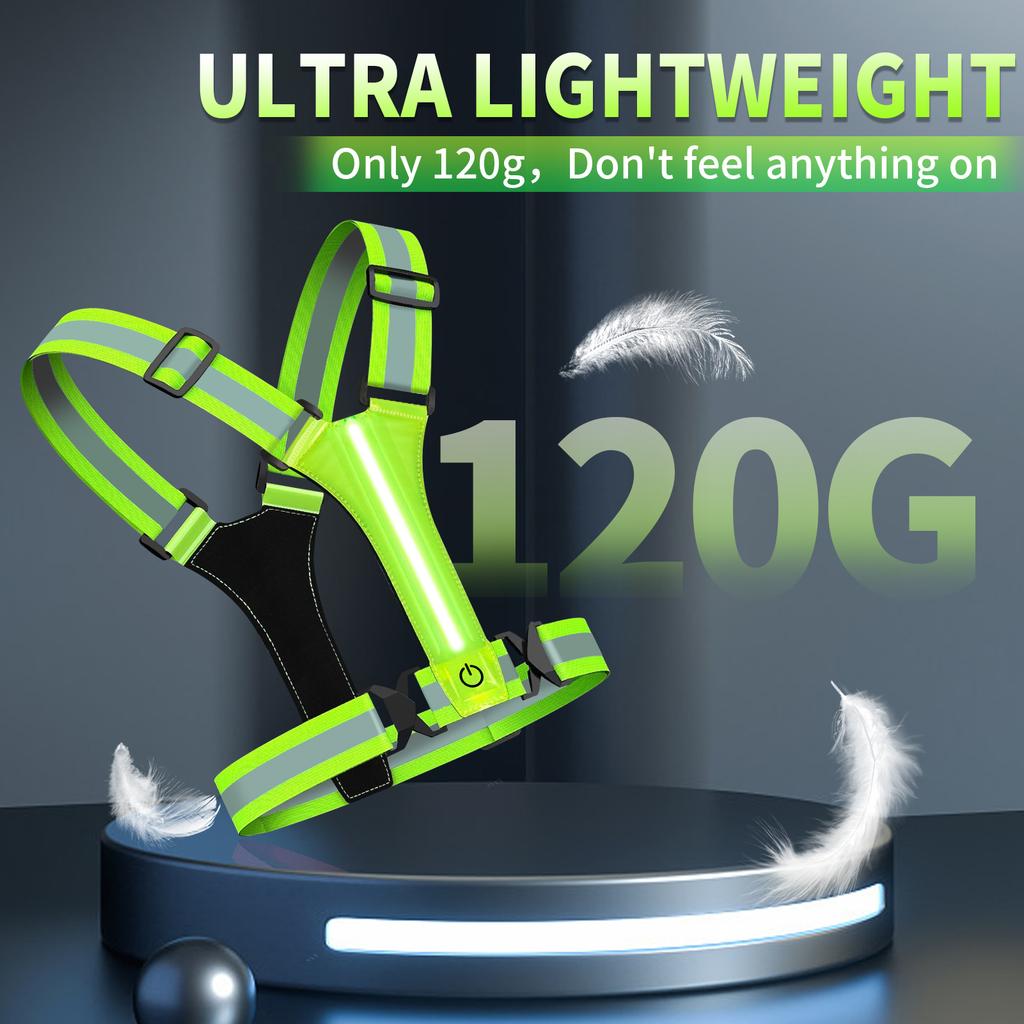 Gilet Riflettente a LED Attrezzatura da Corsa Gilet Illuminante a LED Ricaricabile USB Alta Visibilità Luci da Corsa per Jogging Corsa Camminata