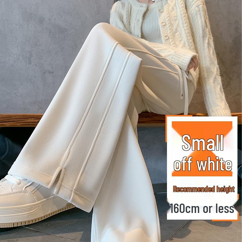 

Женские белые брюки широкого кроя: Весна и осень 2025 г.; Зимний Плюс Бархат; Маленький и прямой крой «банан» L (110-120 lbs)