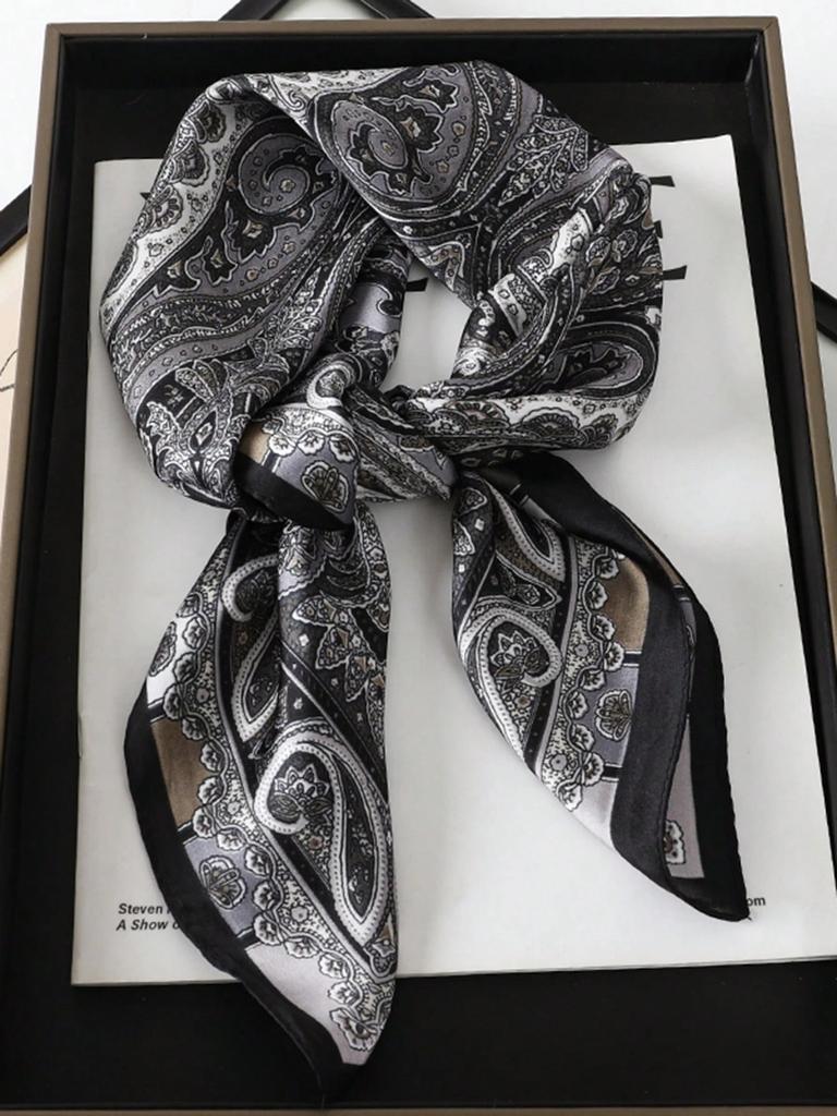 Luxury 70*70cm Square Silk Satin Scarf Women Handkerchief Printed Female Hijab Head Bandana Small Hair Neck Muffler Scarves