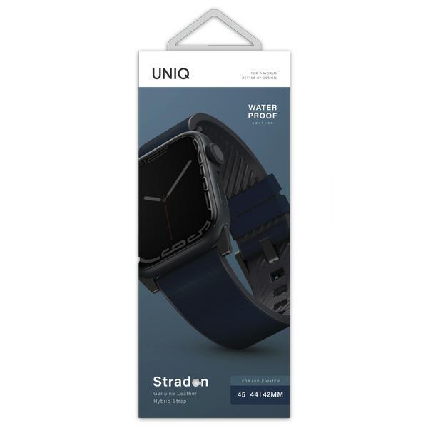 Uniq Pasek Straden Apple Watch Series    1/2/3/4/5/6/7/8/9/10/Se/Se2/Ultra/Ultra 2 42/44/45/49Mm. Leather Hybrid Strap Niebieski/Blue
