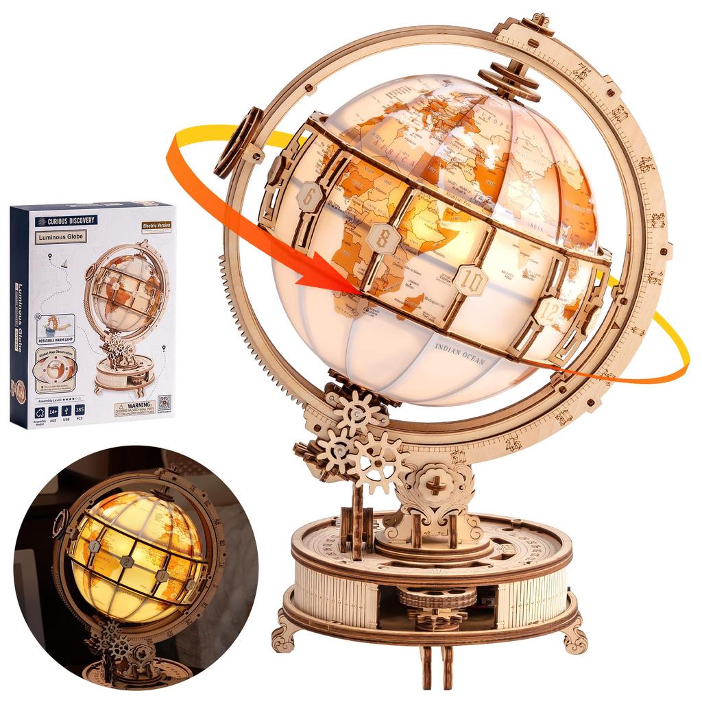 ROBOTIME Wooden 3D Movable Mechanical Craft DIY Highly Time Brain Educational Ages Junior High School Christmas Home Officially Authentic Product
