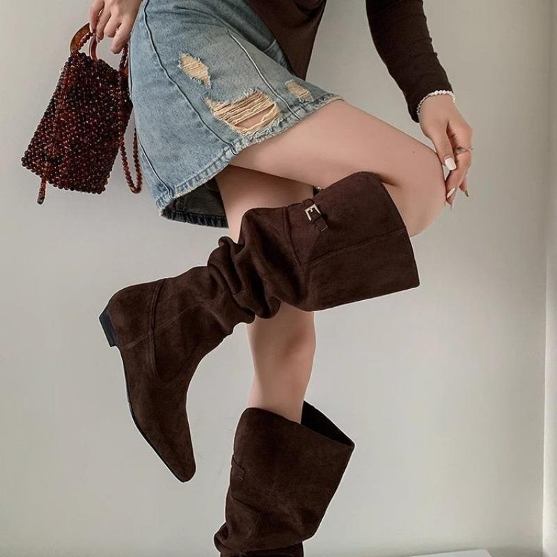 

Новые Ретро Длинные Сапоги, Модные Сапоги-Слим до колена, Рыцарские Сапоги, Женская Обувь 40 коричневый