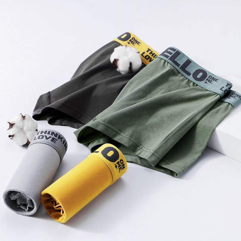 4pcs Men's Underwear Men's Boxer Shorts Mid Waist Comfortable Breathable Shorts Trendy Four Cornered Underwear Boxer Brief