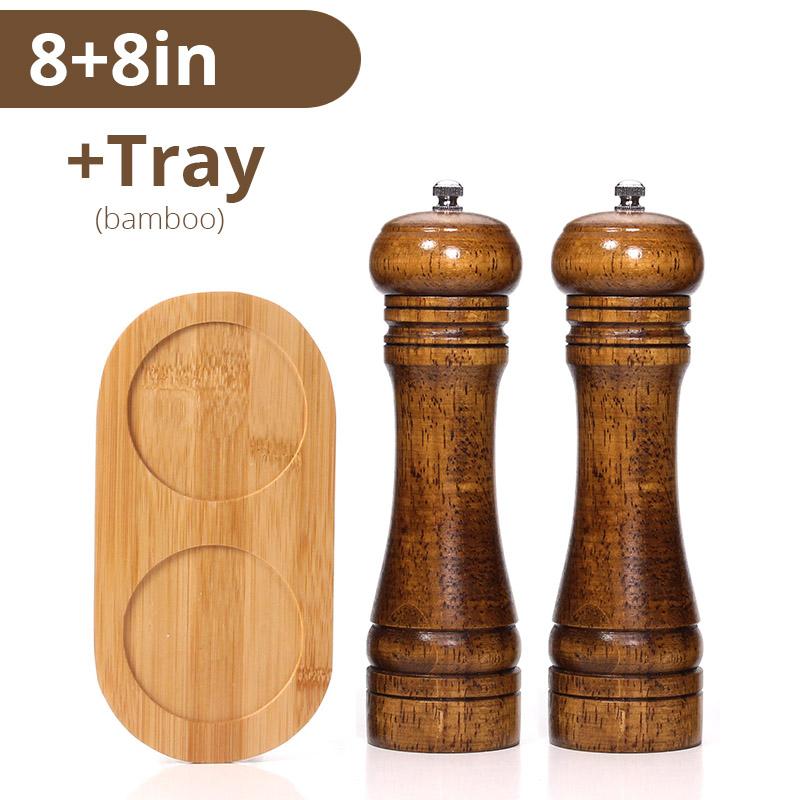 Macinini per Sale e Pepe, Macinino per Pepe in Legno Massello con Macinino Ceramico Regolabile Robusto 5" 8" 10" - Utensili da Cucina di Leeseph