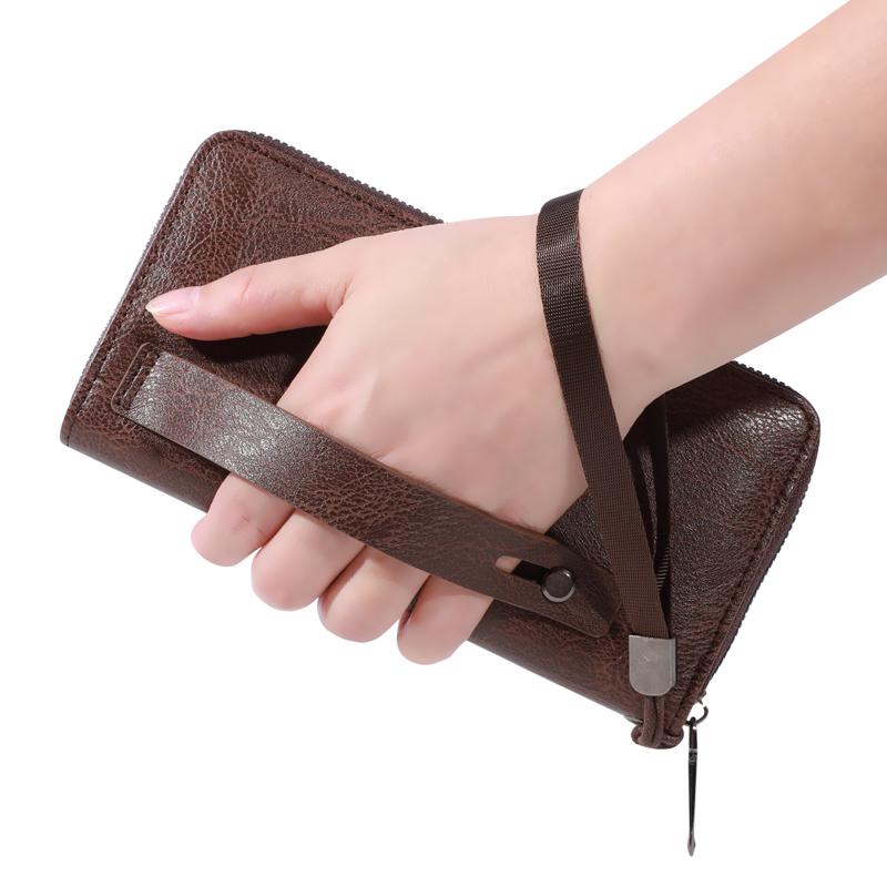 

Мужской мягкий длинный кошелек из искусственной кожи с держателем для нескольких карт, кошелек для наличных, клатч, ультратонкий кошелек с зажимом для денег и мобильным кошельком