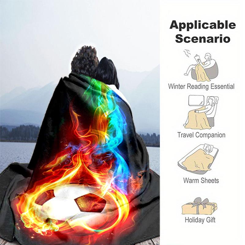 1PC Soccer, basketball, colorful water and fire pattern blanket, all season lightweight home office outdoor nap multifunctional blanket