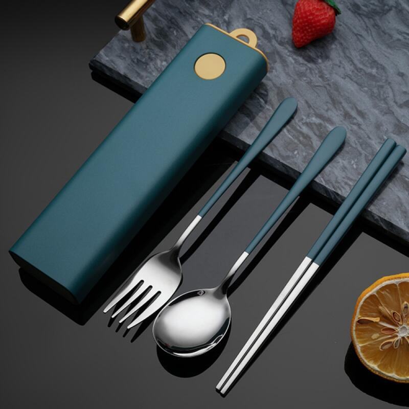 Gourmet Portable Spoon and Fork Set (Blue-Green)