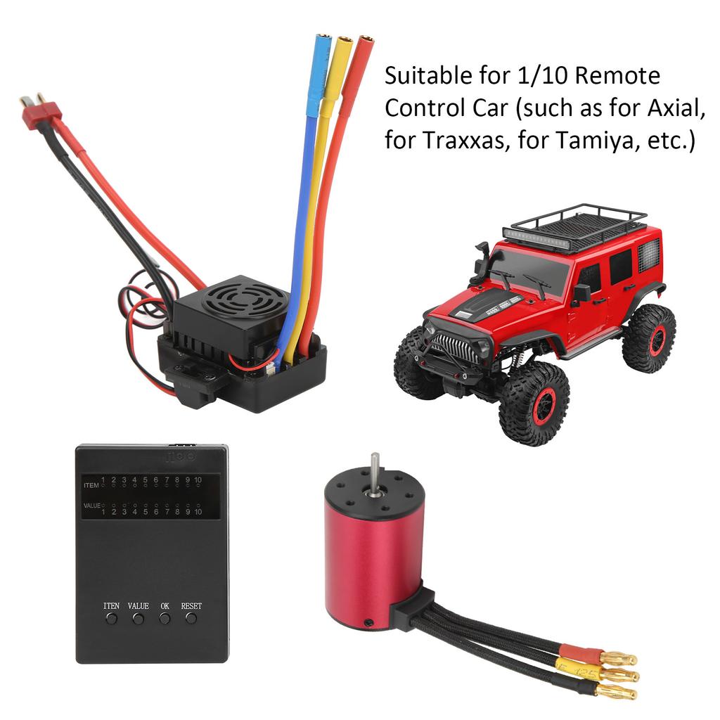 S3650 4300KV Waterproof Brushless Motor 60A Brushless ESC T Plug Male ESC Programming Card Set for 1/10 Remote Control Car