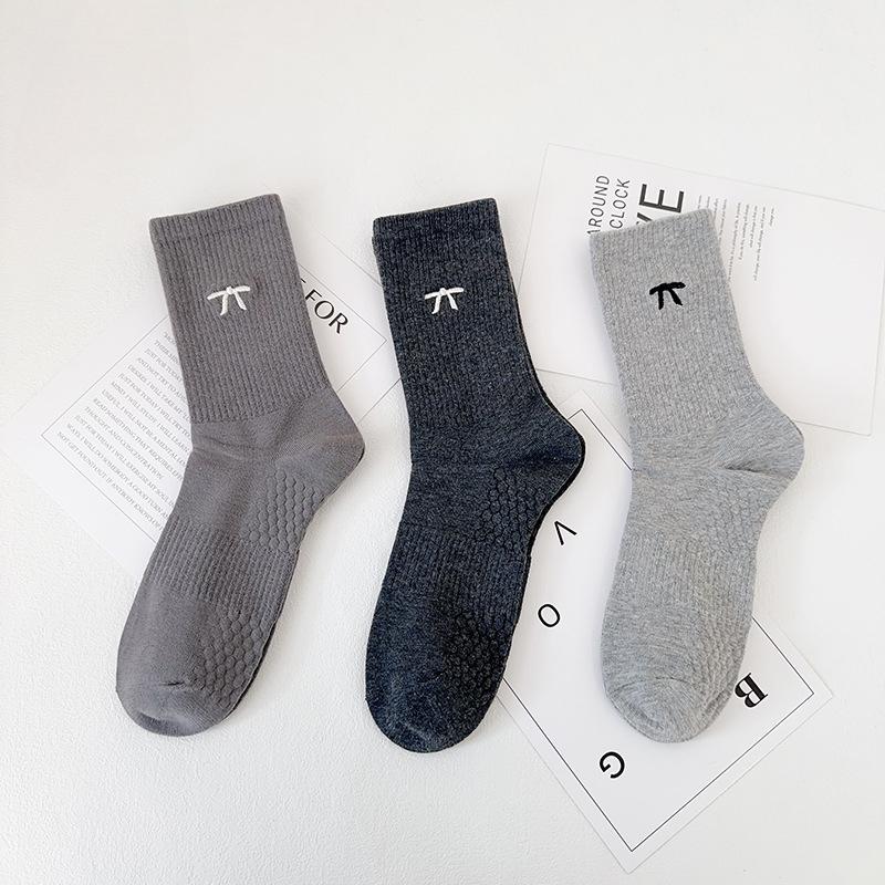Women's Spring and Autumn New Embroidered Bowknot Mid-tube Socks Combed Cotton Women's Socks