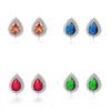 Popular European and American Style Full of Diamonds, Water Droplets, Zircon Stud Earrings, Colorful Treasure Ear Jewelry
