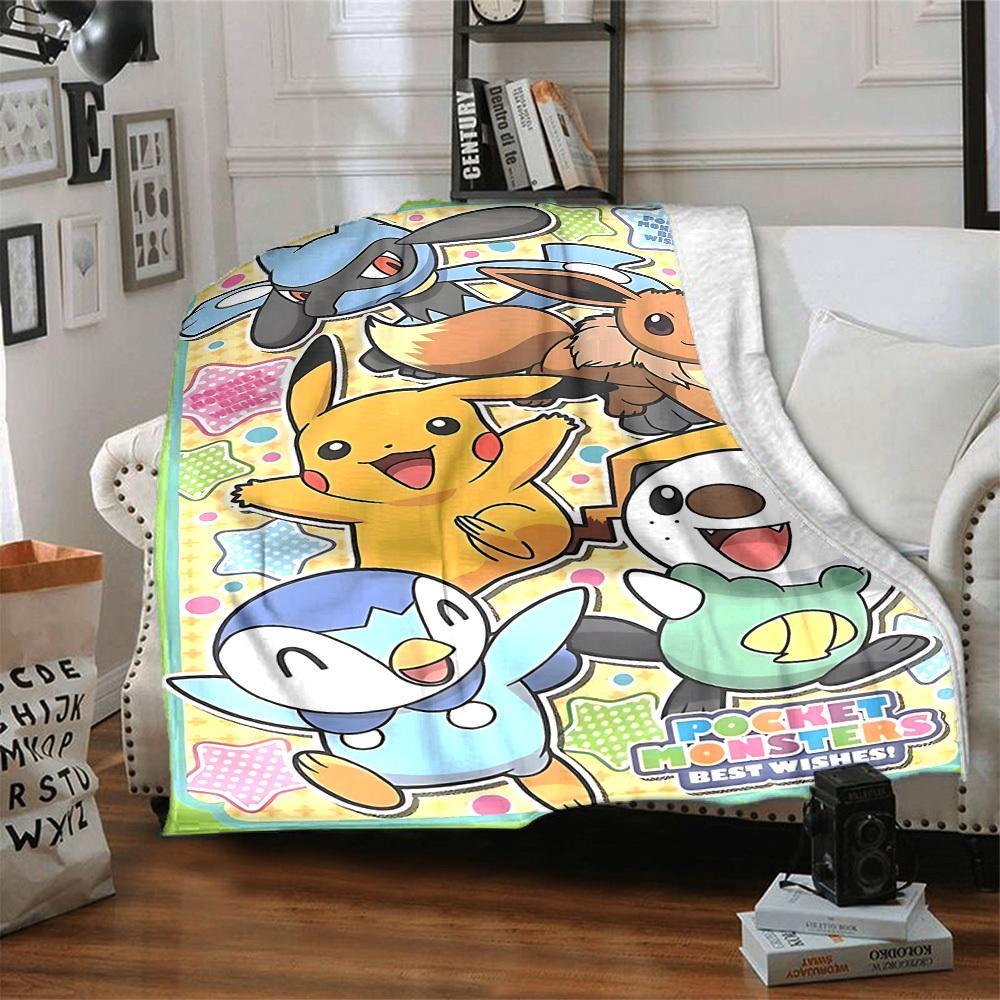 1pc Pokemon Blanket Lightweight Flannel Blanket Throw Blanket For Sofa, Bed, Travel, Camping, Livingroom, Office, Couch