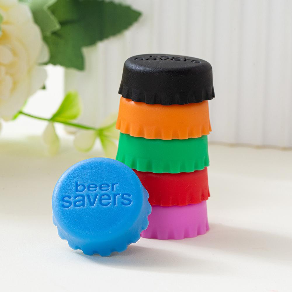 6pcs Reusable Silicone Bottle Caps - Airtight Seal for Beer, Soda, Wine, Kitchen Storage - Vibrant Orange, Red, Blue & More