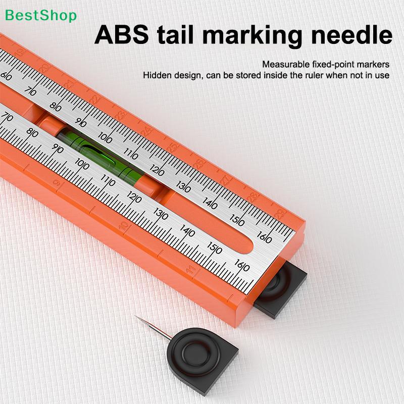 Multifunctional Positioning Marking Ruler with Level, Adjustable Angle & Scale, Precision Woodworking Measuring Tool