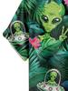 Funny Alien Pattern 3D Print Men'S Shirt Casual Individual Hip-Hop Rock Street Hawaiian Shirt