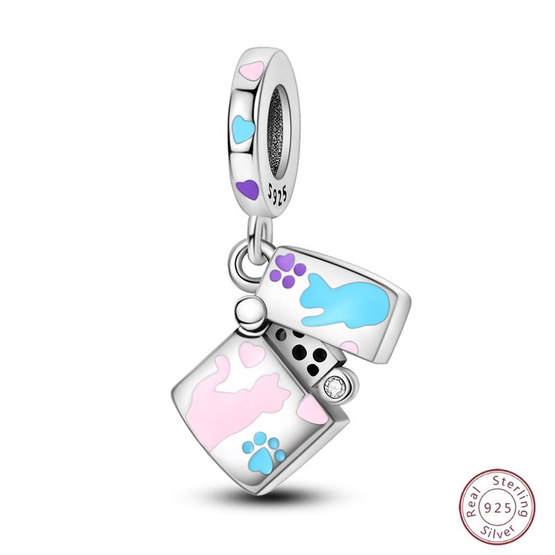 Copper Beaded Pendant Blue Shiny Zircon Suitable Original 3Mm Bracelet Women Fine Jewelry