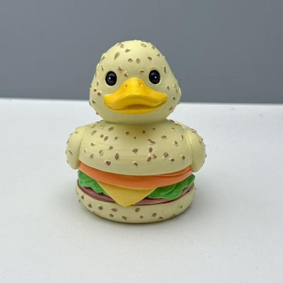 Hamburger Duck Figurine Resin Burger Duck Statue Novelty Desktop Duck Sculpture for Home Office Shelf Table Decoration