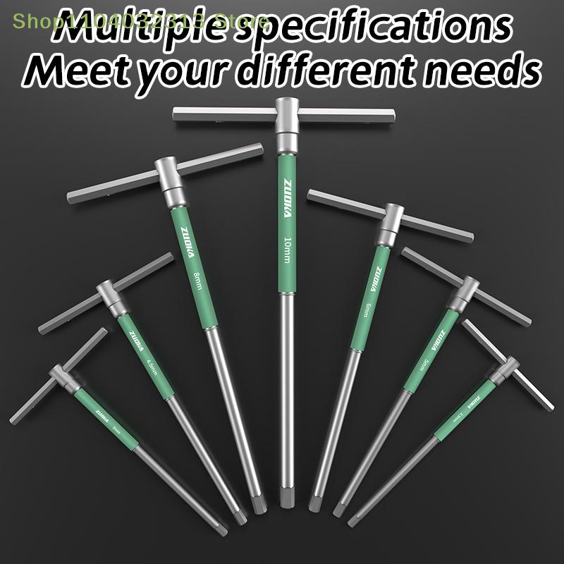 T/L 2/2.5/3/4/5/6/8/10mm Torx Screwdriver Type Allen Hex Wrench Chrome T-shaped Hand Tool Extended T-Socket Bicycle repair tool
