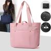 Women's portable folding storage bag with multiple compartments and adjustable shoulder strap for large capacity.