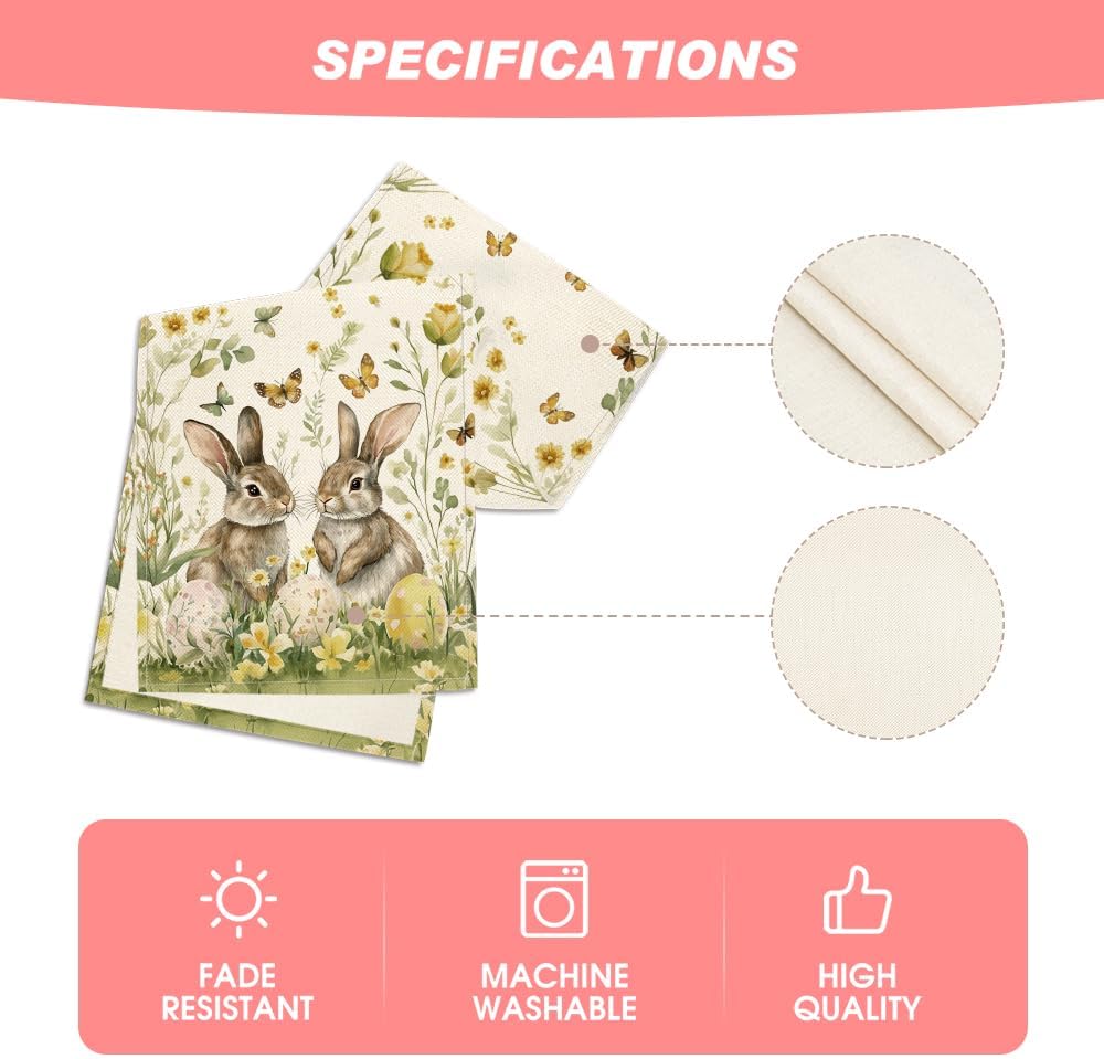 Osterhase Eier Schmetterling Floral Leinen Tischläufer Feiertagsparty Deko Frühling Küche Esstisch Läufer Osterdekorationen