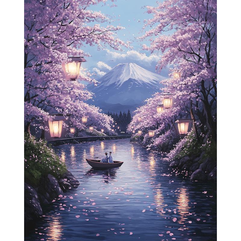 CHENISTORY Diy Paint By Numbers For Adults Kits Acrylic Paint Purple Landscape On Canvas Numbers Painting For Home Decors