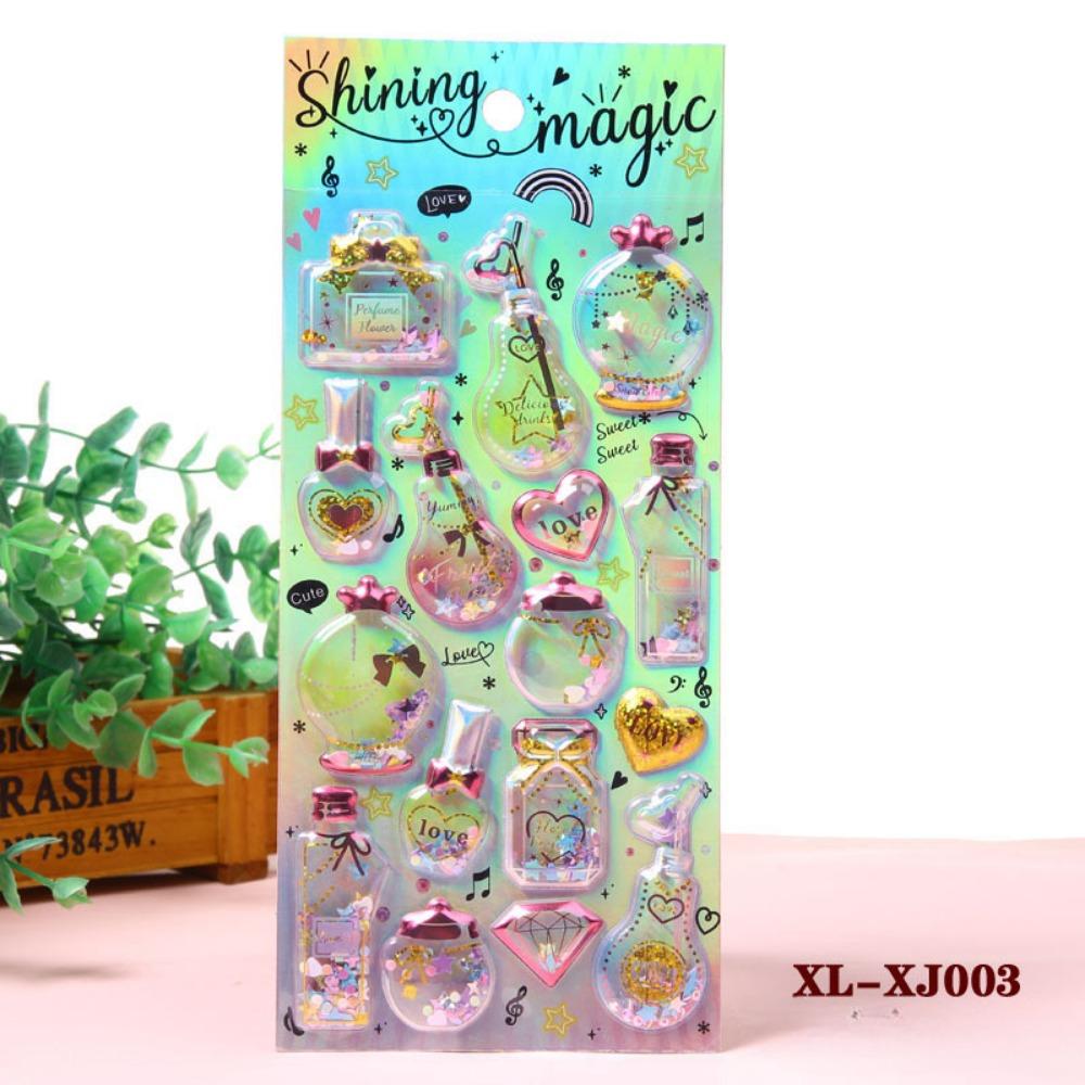 1 PCS Shiny Hot Stamping Cute Stickers 3D Three-dimensional Crystal Shaking Gemstone Stickers for Phone Decoration INS Style Stickers
